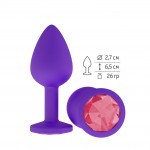 Анальная втулка силиконовая фиолетовая с малиновым кристаллом, 519-02 crimson-DD