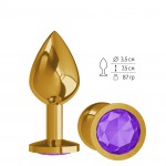Анальная втулка Gold  средняя с фиолетовым кристаллом 520-08 purple-DD